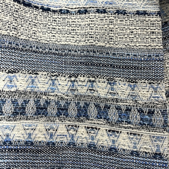 H&M Blue & White Long Line Woven Jacquard Tapestry Printed Jacket Shacket XS - Picture 6 of 6